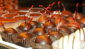 Chocolate covered cherries and chocolates at Edie Bees Confection Shop.